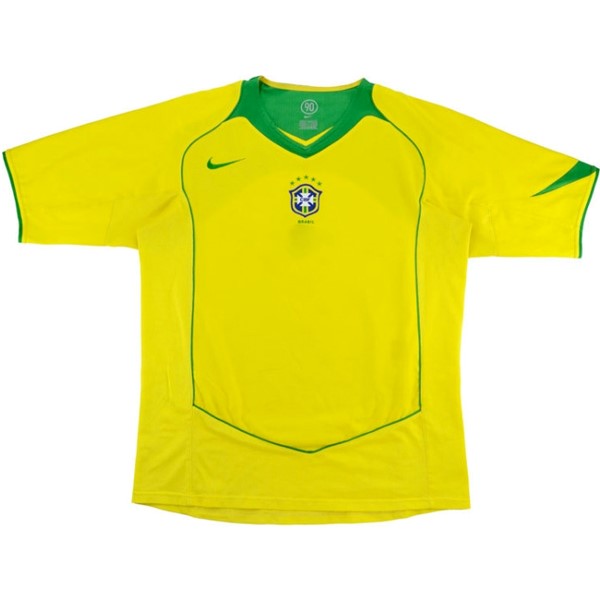 Camiseta Brasil Replica Primera Ropa Retro 2004 Amarillo